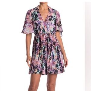 Laundry By Shelli Segal Multicolor Pleated Mini Dress